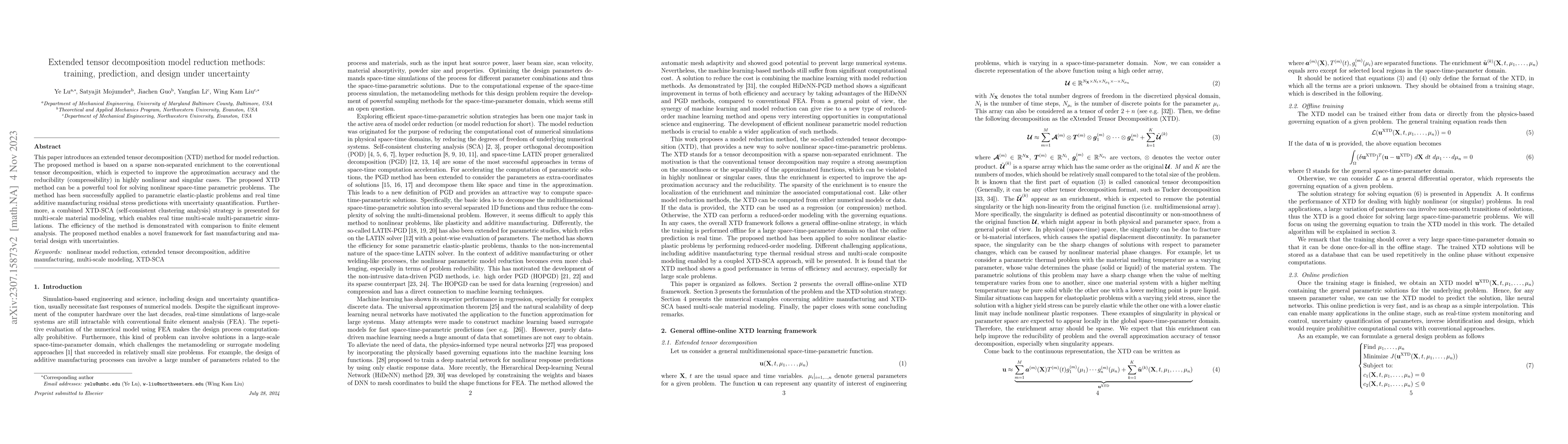 Thumbnail for Extended tensor decomposition model reduction methods: training,
  prediction, and design under uncertainty