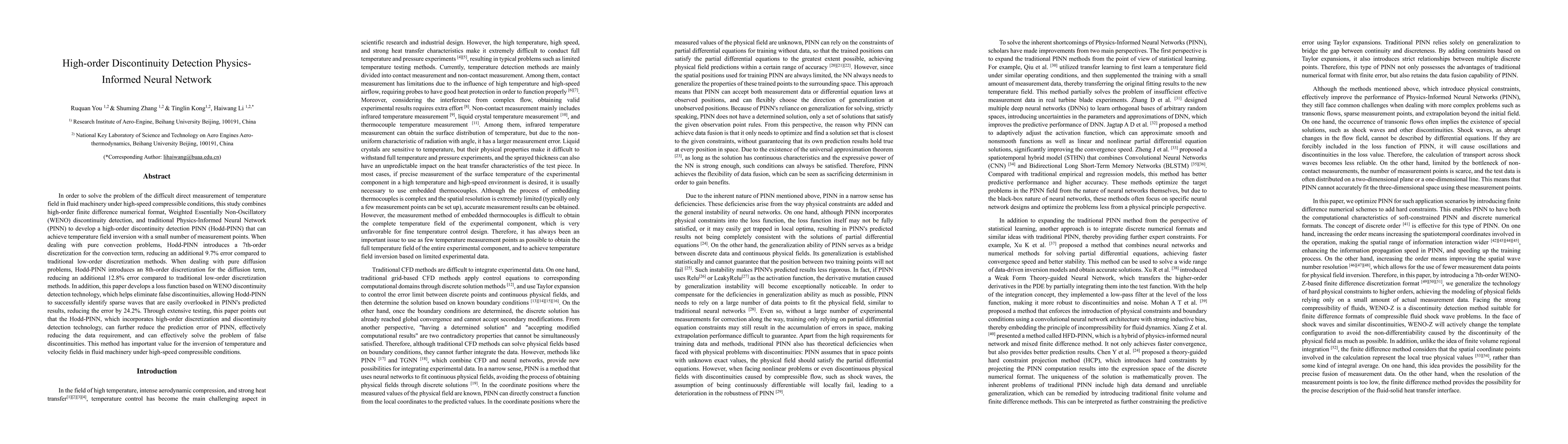 Thumbnail for High-order Discontinuity Detection Physics-Informed Neural Network