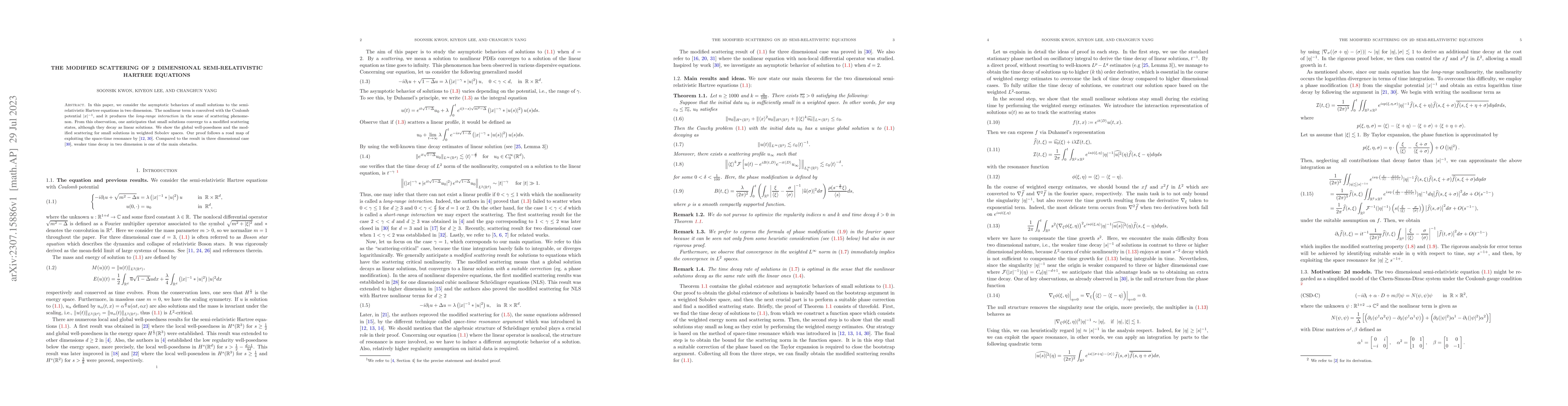 Thumbnail for The modified scattering of 2 dimensional semi-relativistic Hartree
  equations