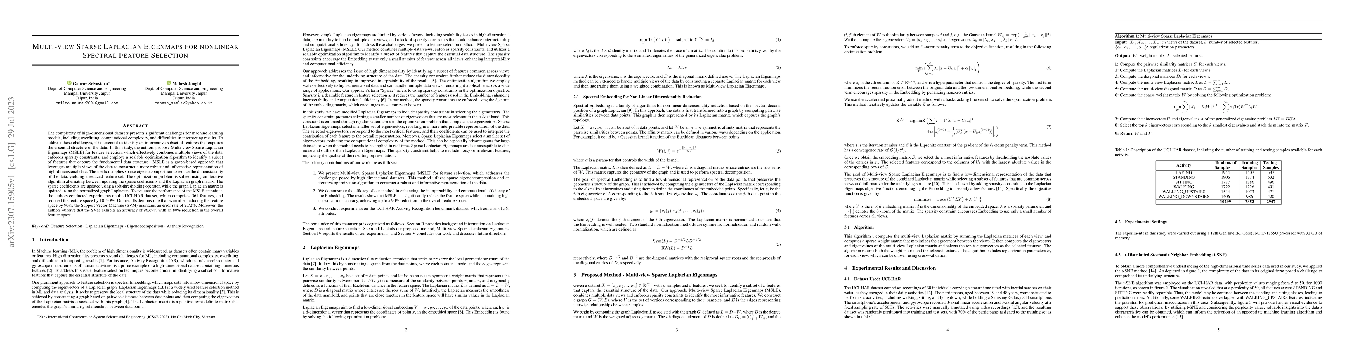 Thumbnail for Multi-view Sparse Laplacian Eigenmaps for nonlinear Spectral Feature
  Selection