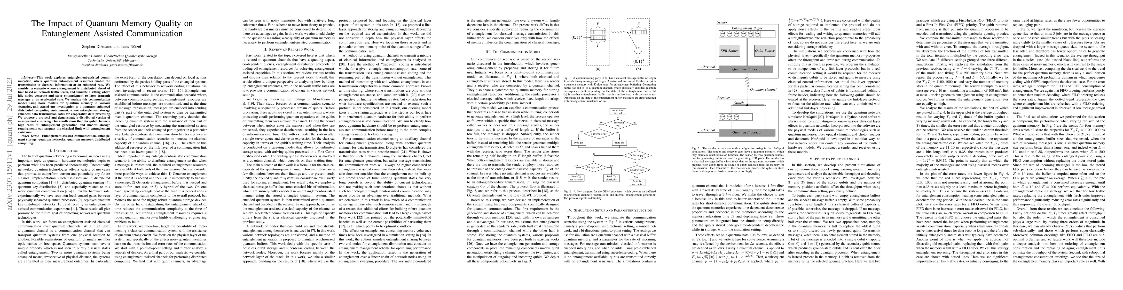 Thumbnail for The Impact of Quantum Memory Quality on Entanglement Assisted
  Communication