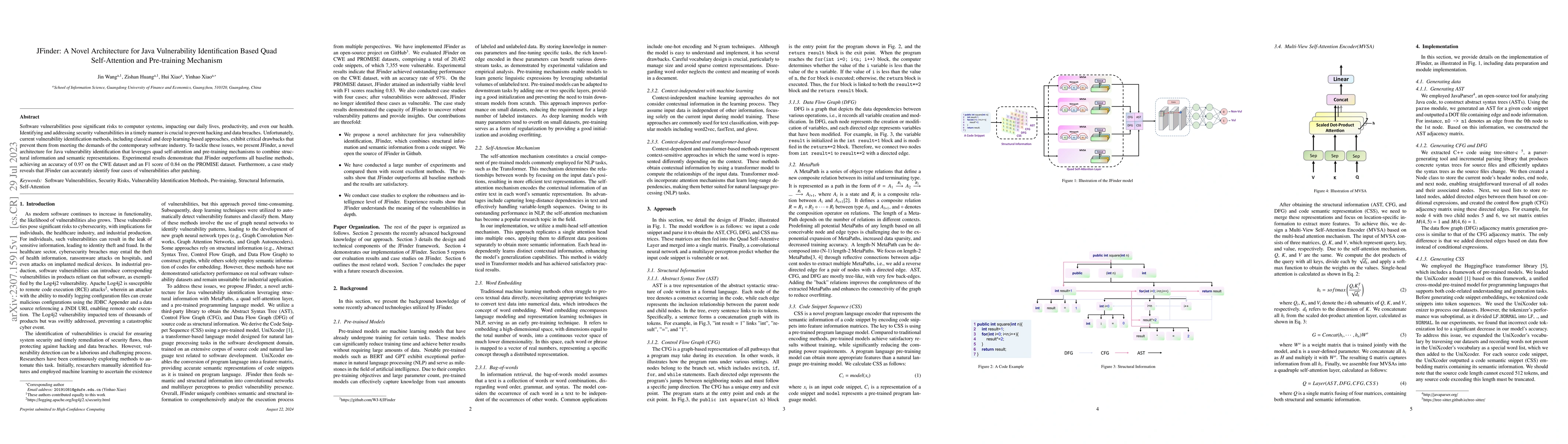 Thumbnail for JFinder: A Novel Architecture for Java Vulnerability Identification
  Based Quad Self-Attention and Pre-training Mechanism