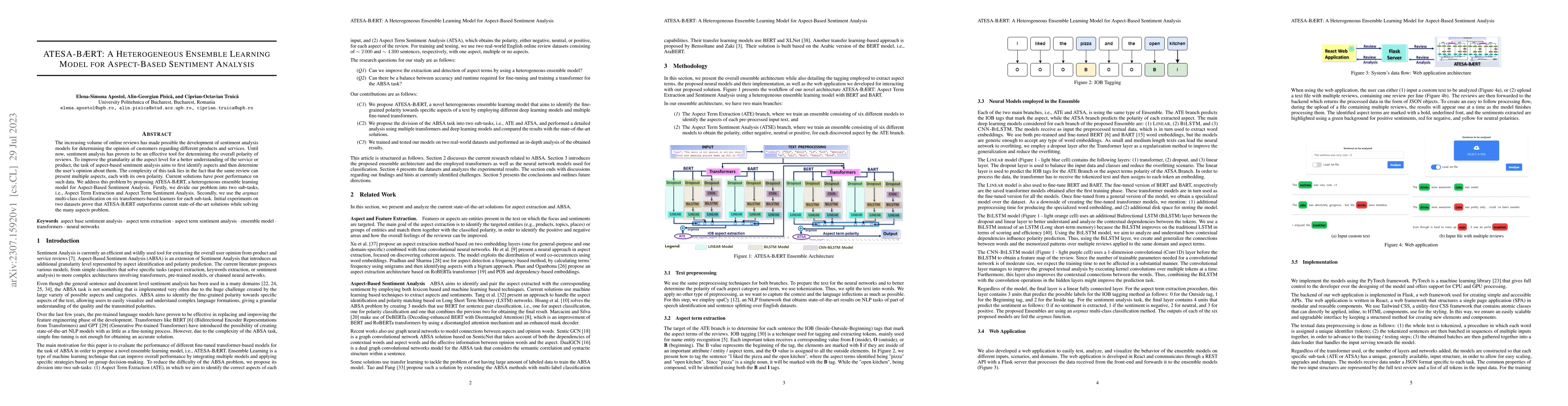 Thumbnail for ATESA-B{\AE}RT: A Heterogeneous Ensemble Learning Model for Aspect-Based
  Sentiment Analysis