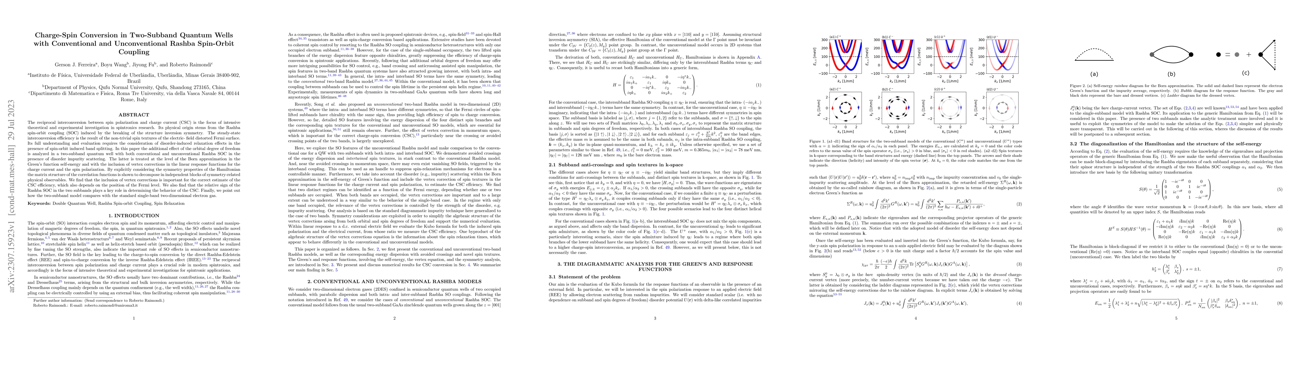 Thumbnail for Charge-Spin Conversion in Two-Subband Quantum Wells with Conventional
  and Unconventional Rashba Spin-Orbit Coupling