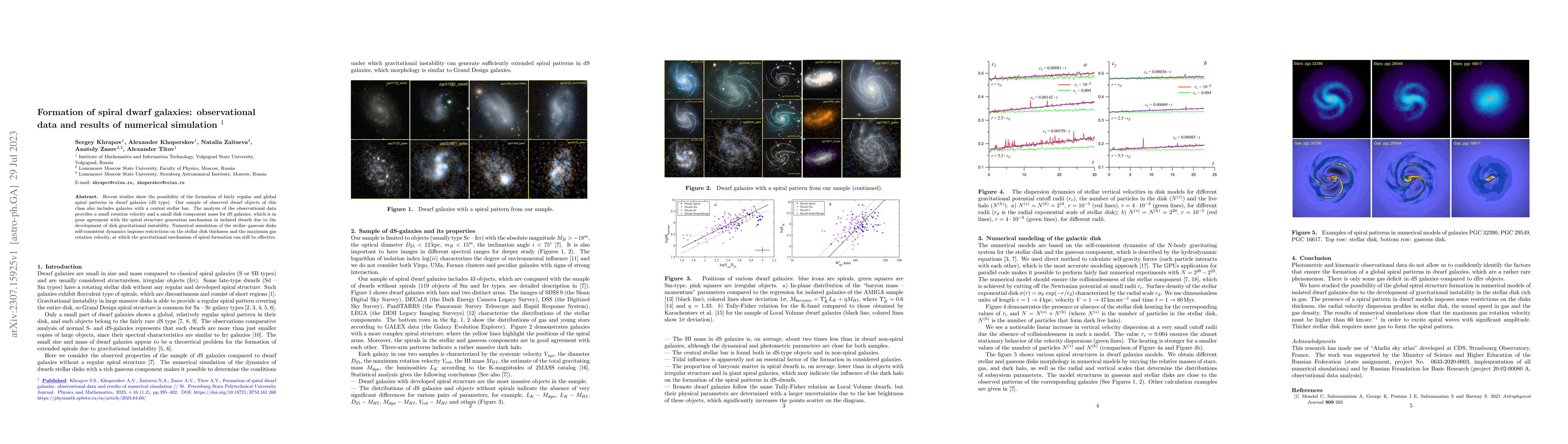 Thumbnail for Formation of spiral dwarf galaxies: observational data and results of
  numerical simulation