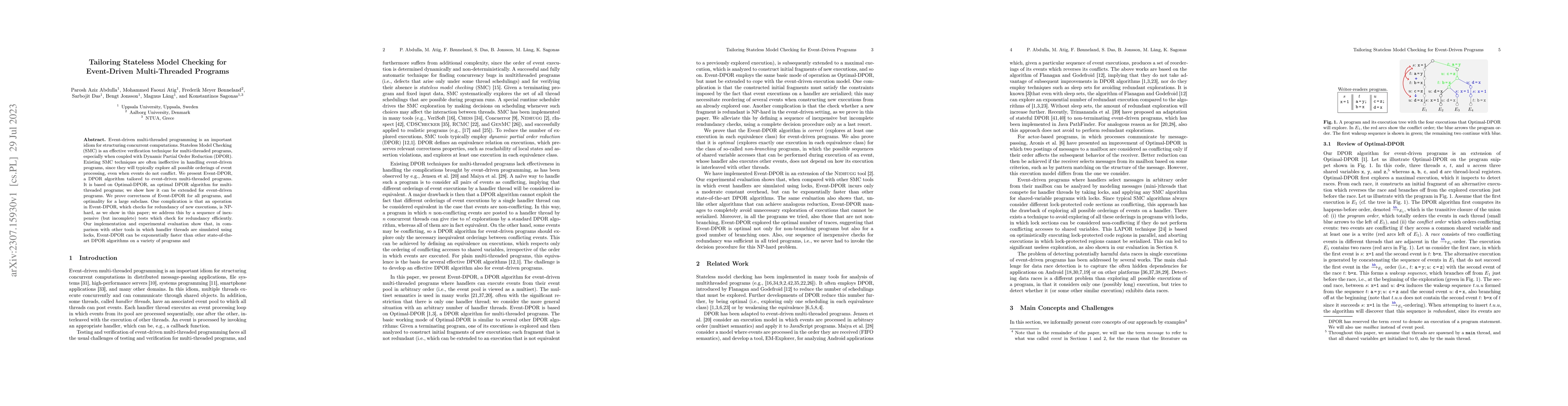 Thumbnail for Tailoring Stateless Model Checking for Event-Driven Multi-Threaded
  Programs