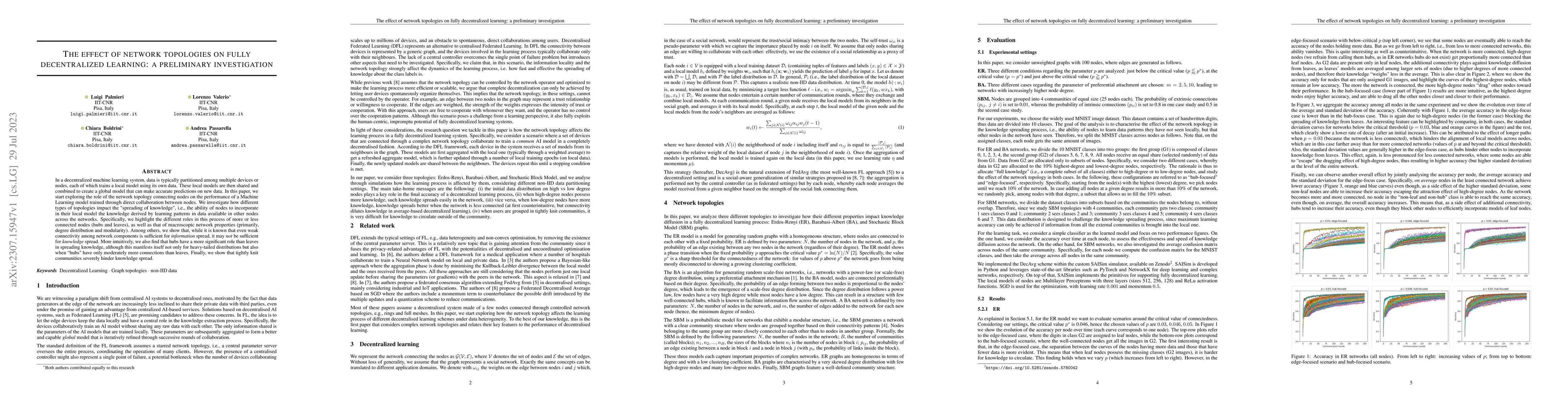 Thumbnail for The effect of network topologies on fully decentralized learning: a
  preliminary investigation