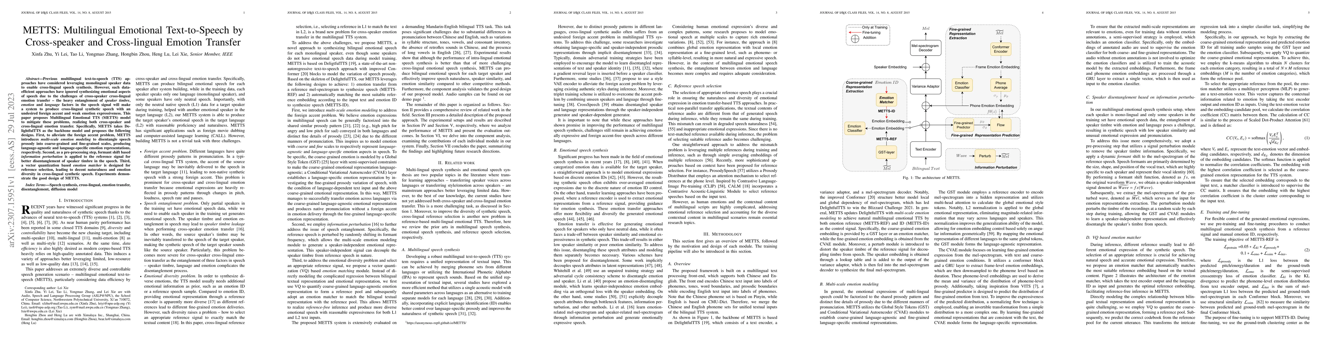 Thumbnail for METTS: Multilingual Emotional Text-to-Speech by Cross-speaker and
  Cross-lingual Emotion Transfer
