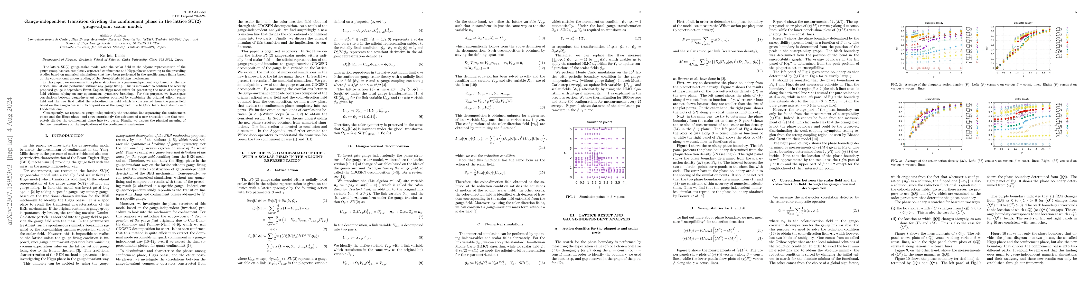 Thumbnail for Gauge-independent transition dividing the confinement phase in the
  lattice SU(2) gauge-adjoint scalar model