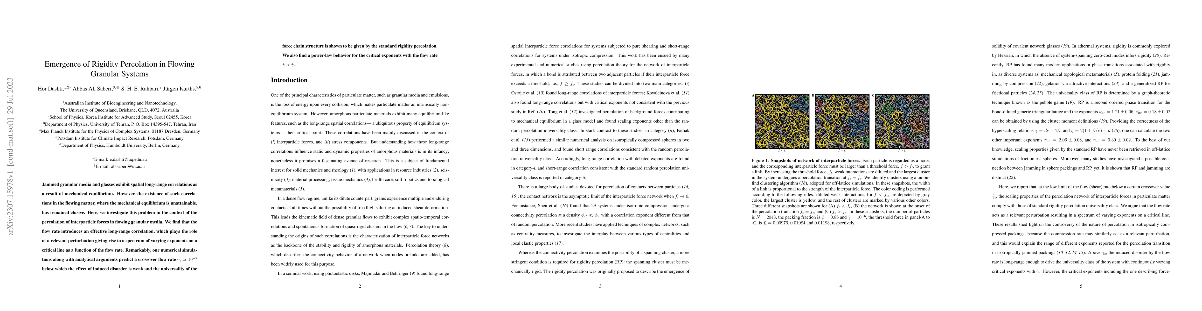 Thumbnail for Emergence of Rigidity Percolation in Flowing Granular Systems