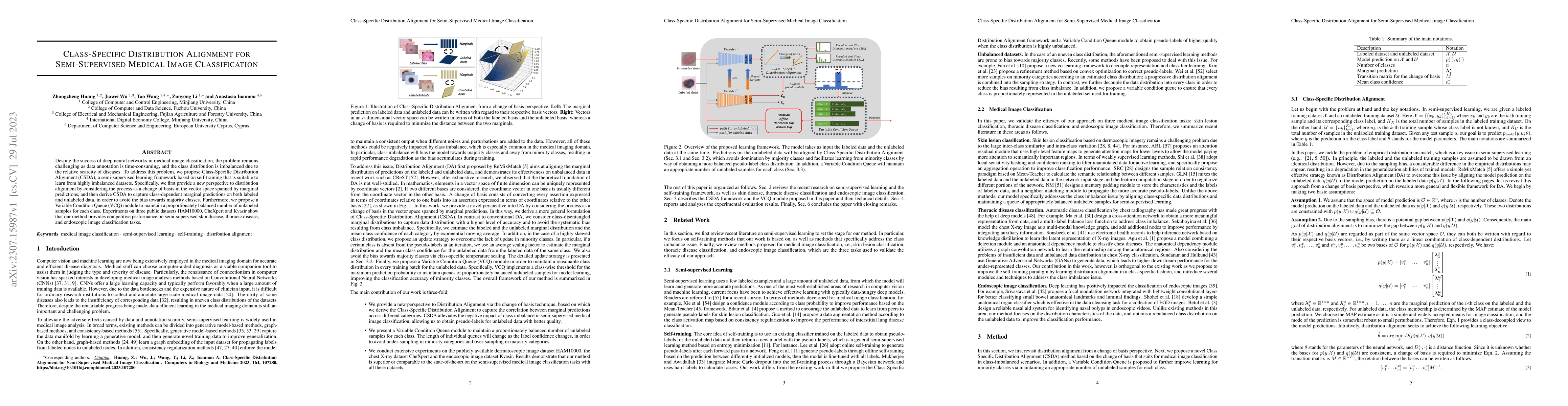 Thumbnail for Class-Specific Distribution Alignment for Semi-Supervised Medical Image
  Classification