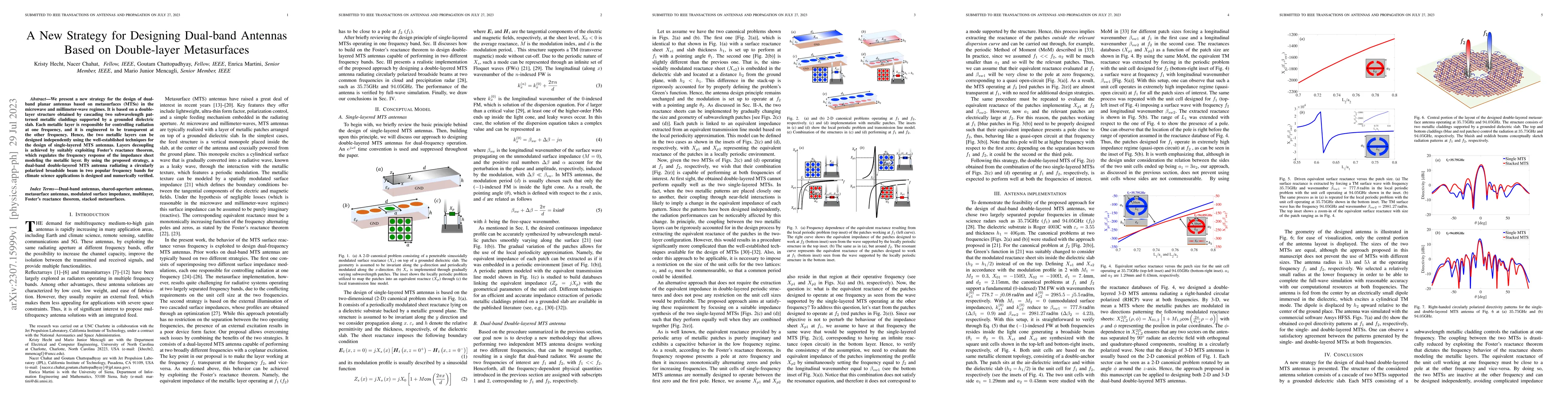 Thumbnail for A New Strategy for Designing Dual-band Antennas Based on Double-layer
  Metasurfaces