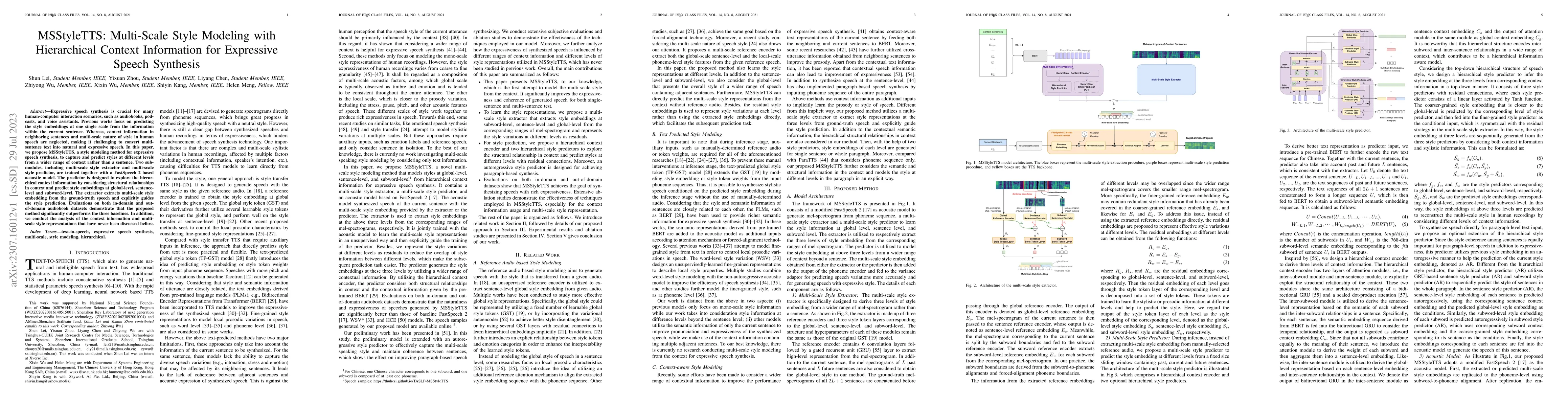 Thumbnail for MSStyleTTS: Multi-Scale Style Modeling with Hierarchical Context
  Information for Expressive Speech Synthesis