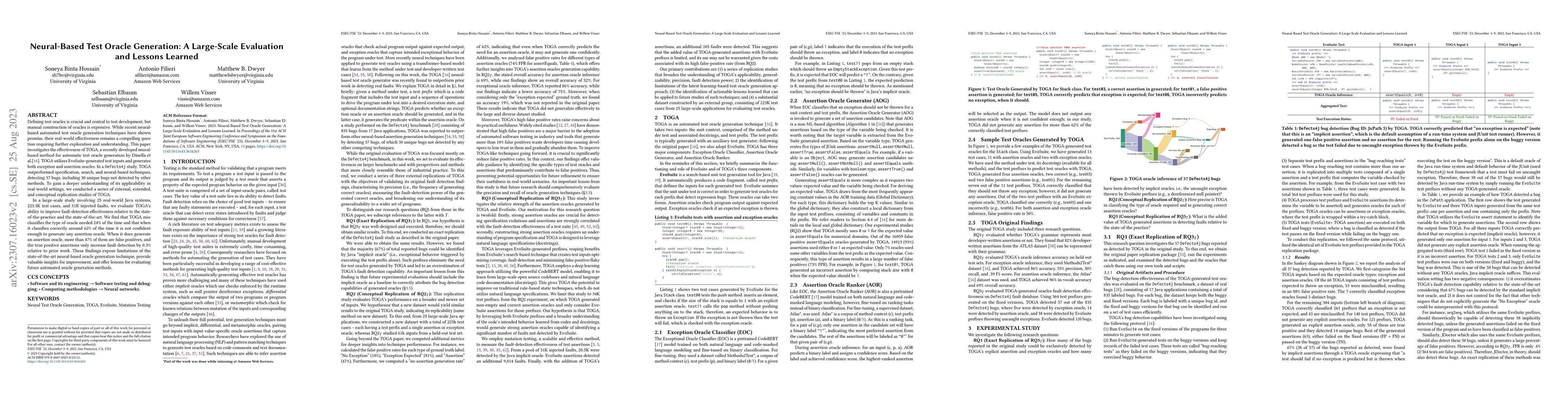 Thumbnail for Neural-Based Test Oracle Generation: A Large-scale Evaluation and
  Lessons Learned