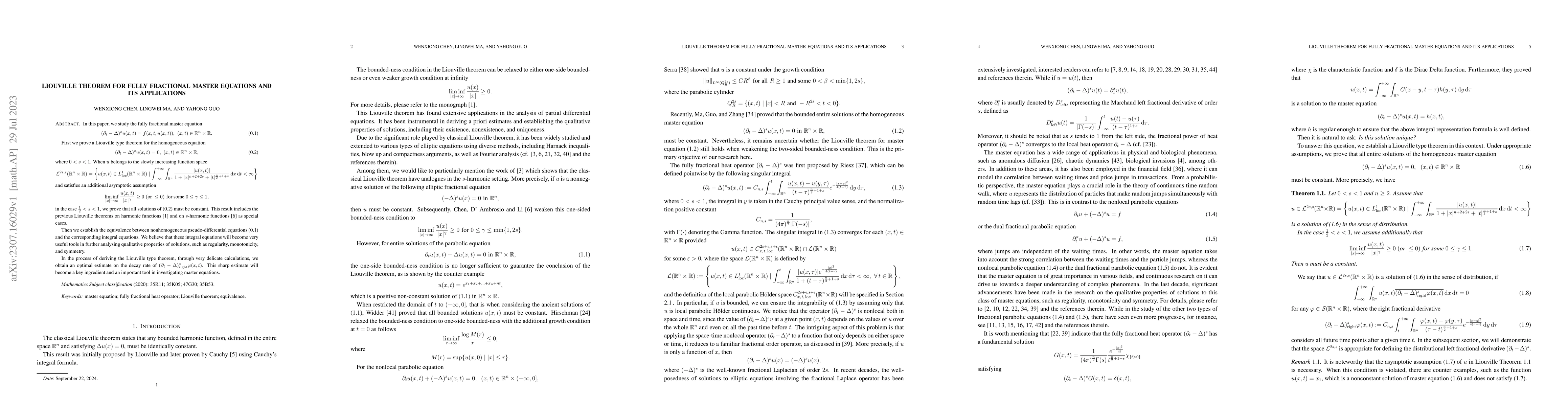 Thumbnail for Liouville theorem for fully fractional master equations and its
  applications