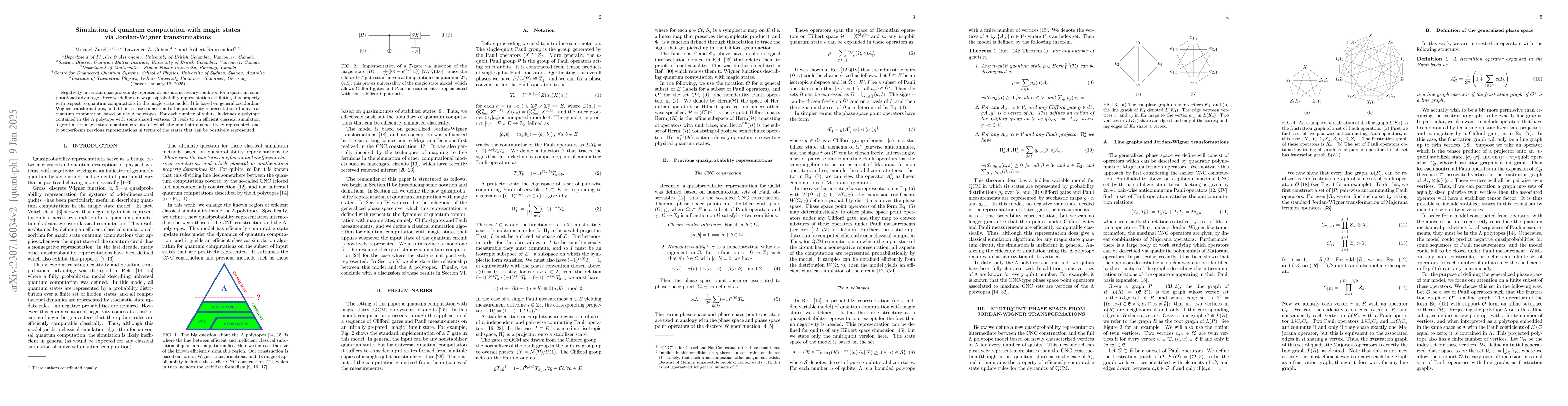 Thumbnail for Simulation of quantum computation with magic states via Jordan-Wigner
  transformations