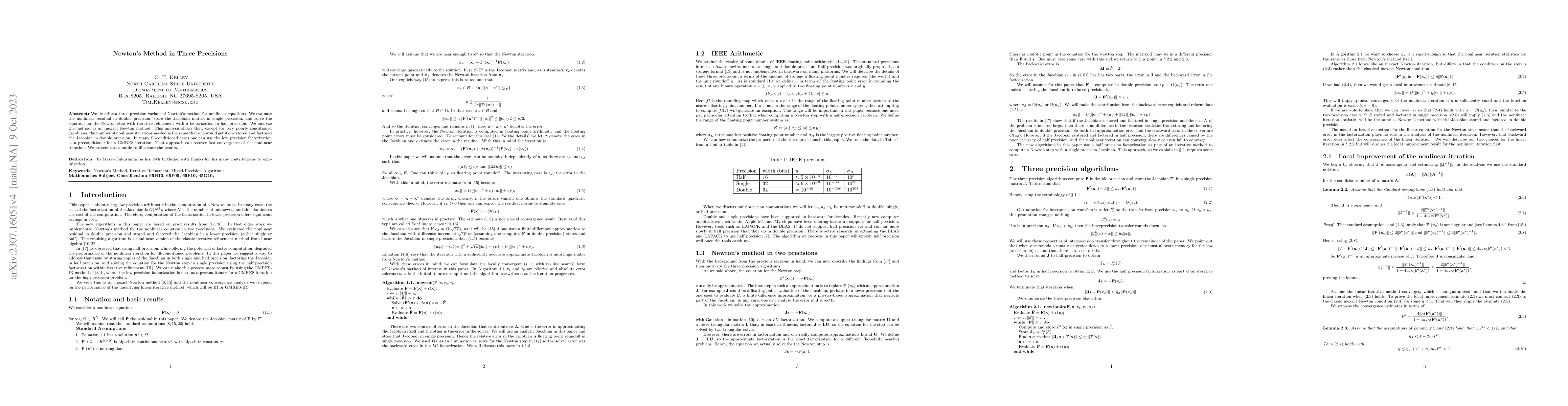 Thumbnail for Newton's Method in Three Precisions