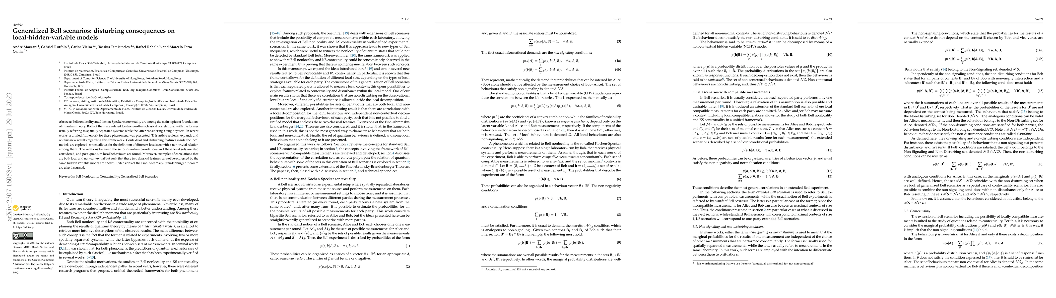 Thumbnail for Generalized Bell scenarios: disturbing consequences on
  local-hidden-variable models