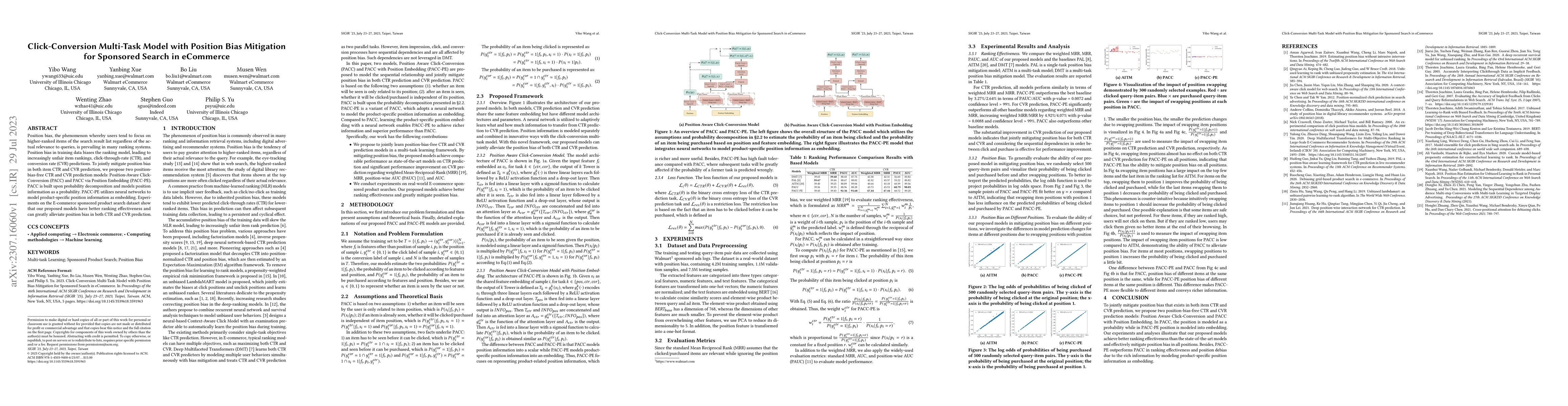 Thumbnail for Click-Conversion Multi-Task Model with Position Bias Mitigation for
  Sponsored Search in eCommerce