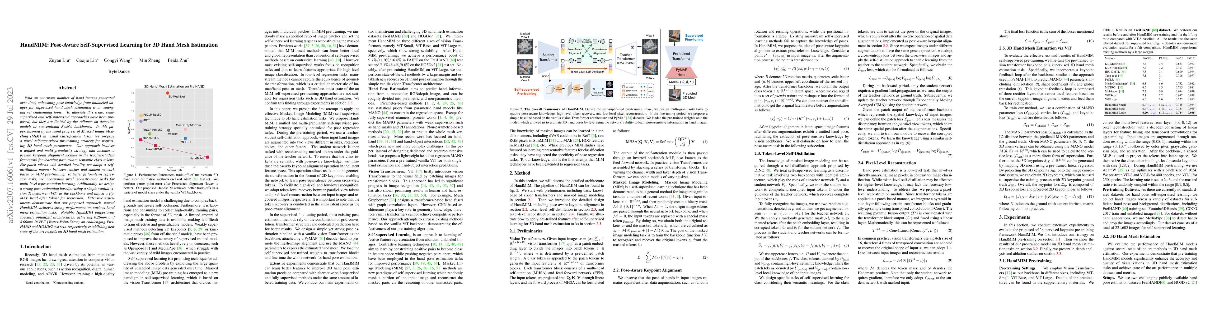 Thumbnail for HandMIM: Pose-Aware Self-Supervised Learning for 3D Hand Mesh Estimation