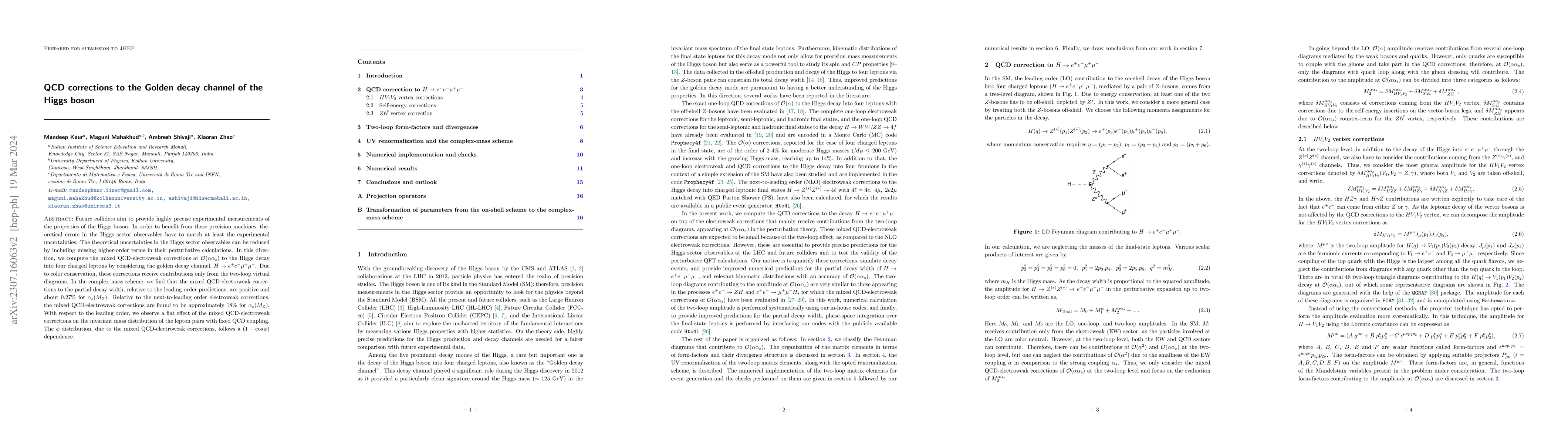 Thumbnail for QCD corrections to the Golden decay channel of the Higgs boson