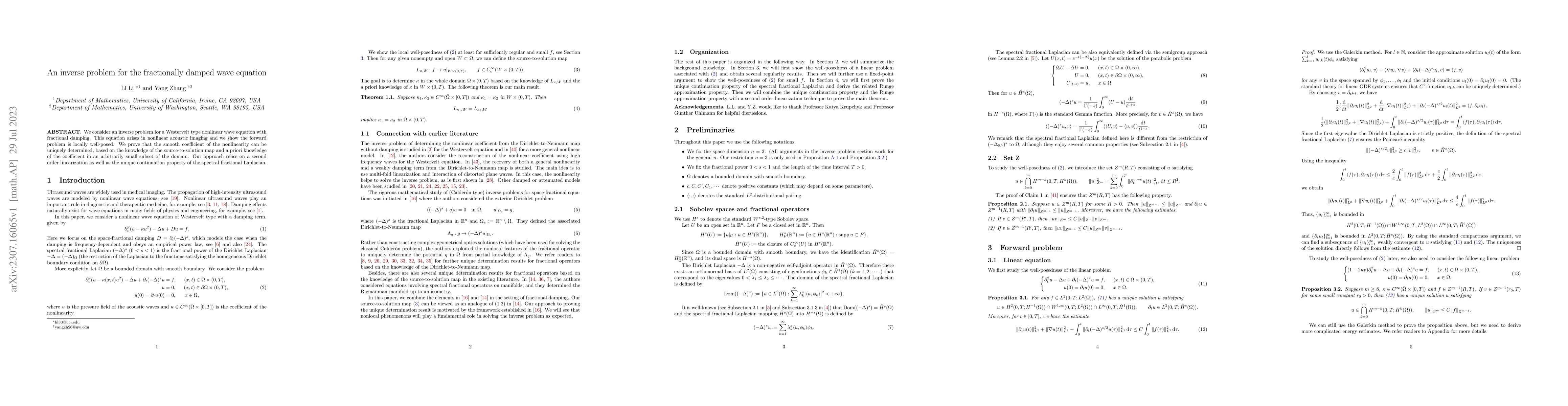 Thumbnail for An inverse problem for the fractionally damped wave equation
