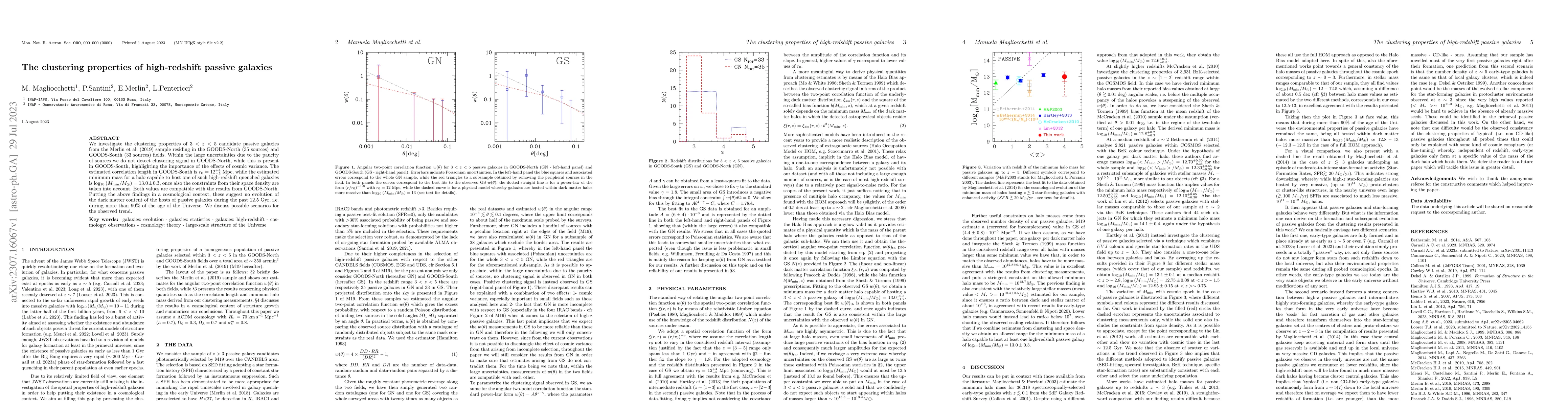 Thumbnail for The clustering properties of high-redshift passive galaxies