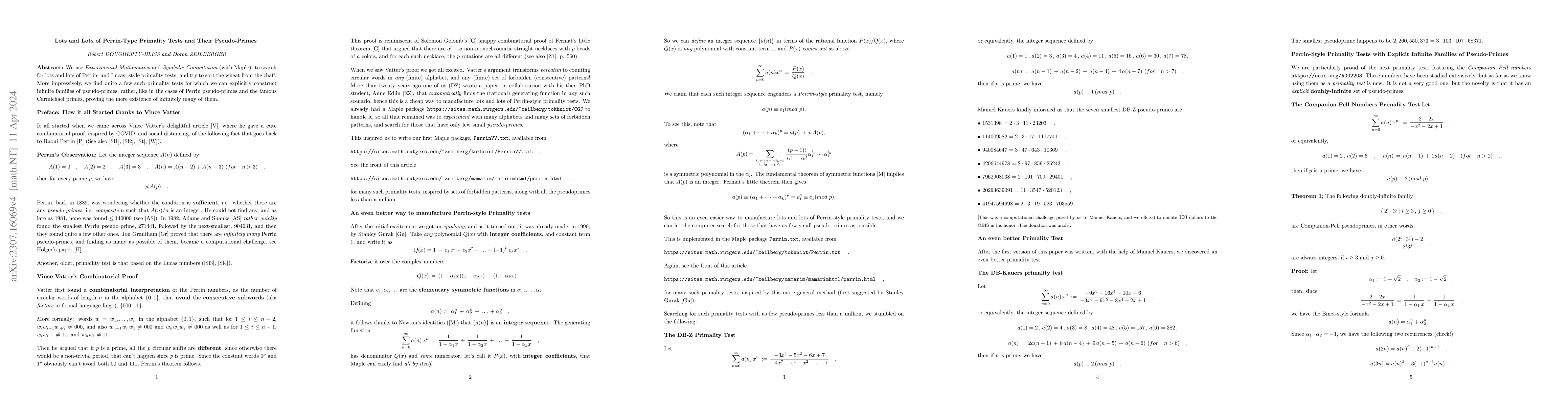 Thumbnail for Lots and Lots of Perrin-Type Primality Tests and Their Pseudo-Primes