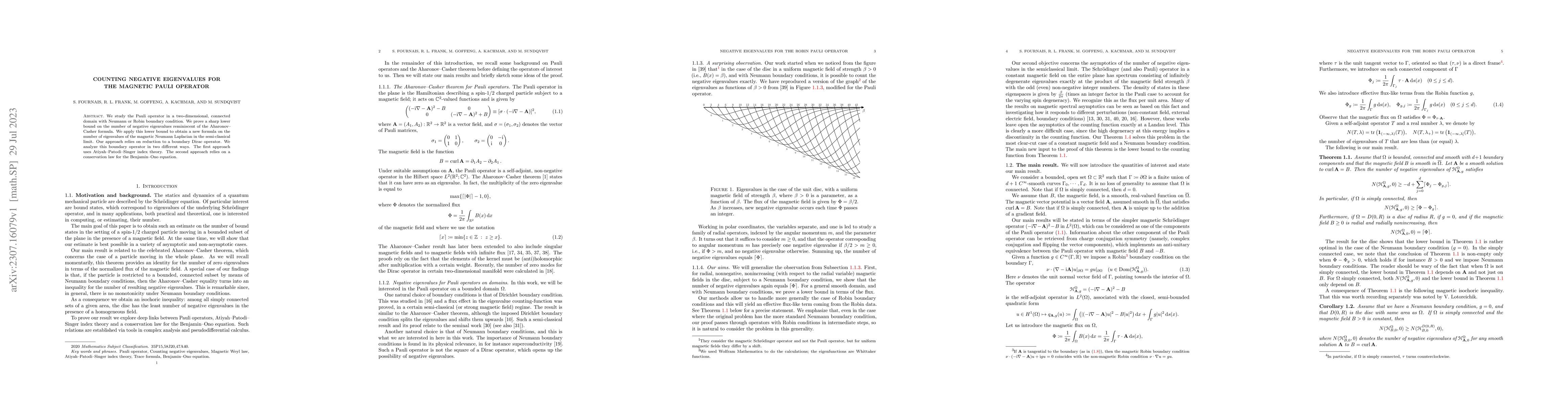 Thumbnail for Counting Negative Eigenvalues for the Magnetic Pauli Operator