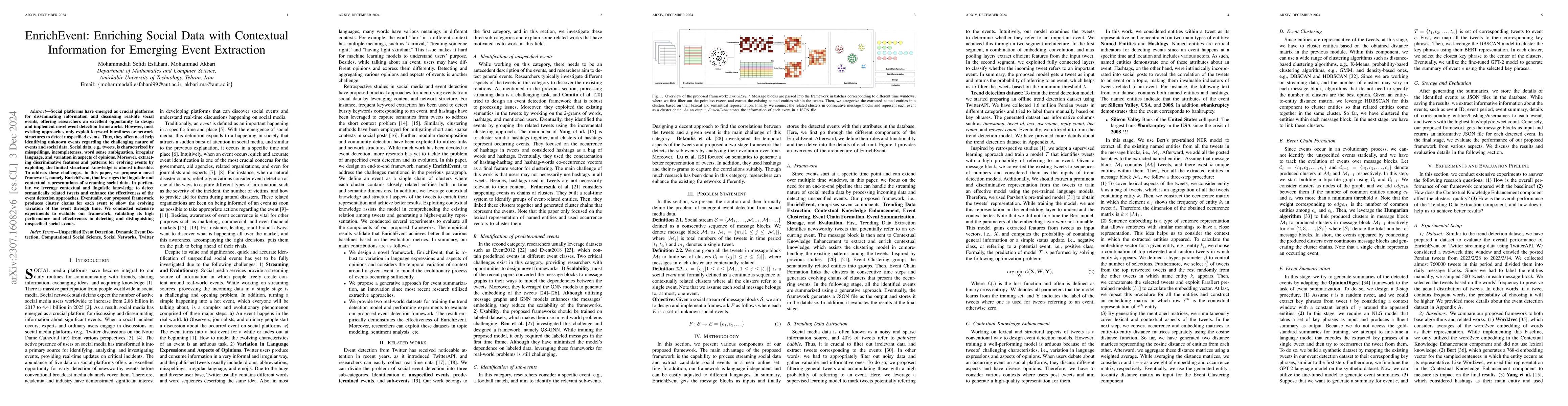 Thumbnail for EnrichEvent: Enriching Social Data with Contextual Information for
  Emerging Event Extraction