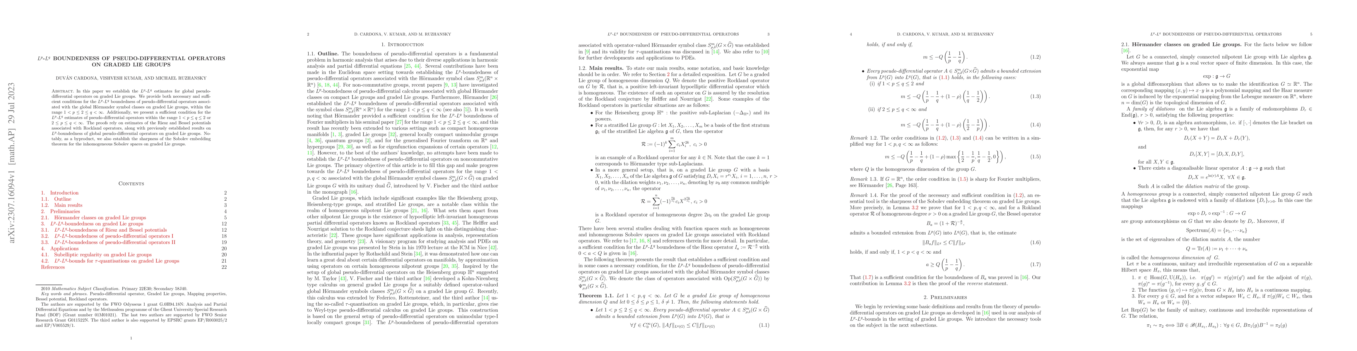 Thumbnail for $L^p$-$L^q$ boundedness of pseudo-differential operators on graded Lie
  groups