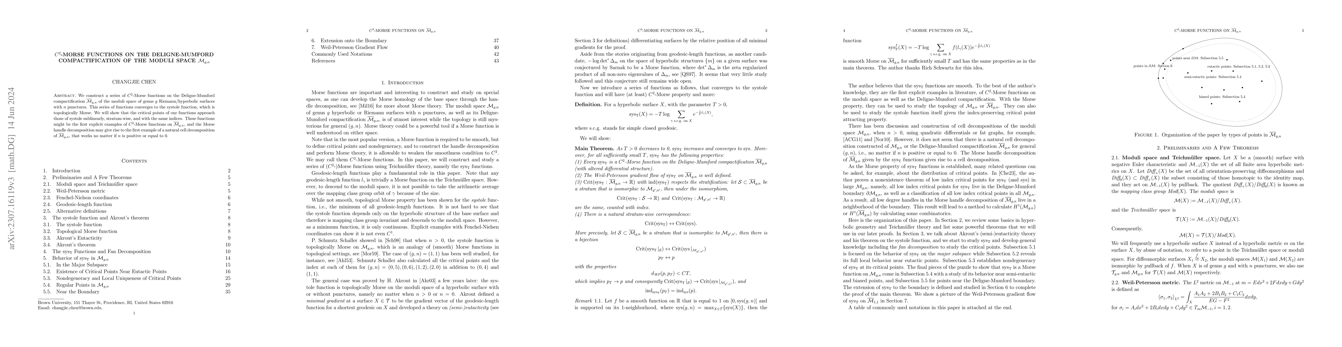 Thumbnail for C^2-Morse Functions on the Deligne-Mumford compactification of the
  moduli space M_{g,n} bar
