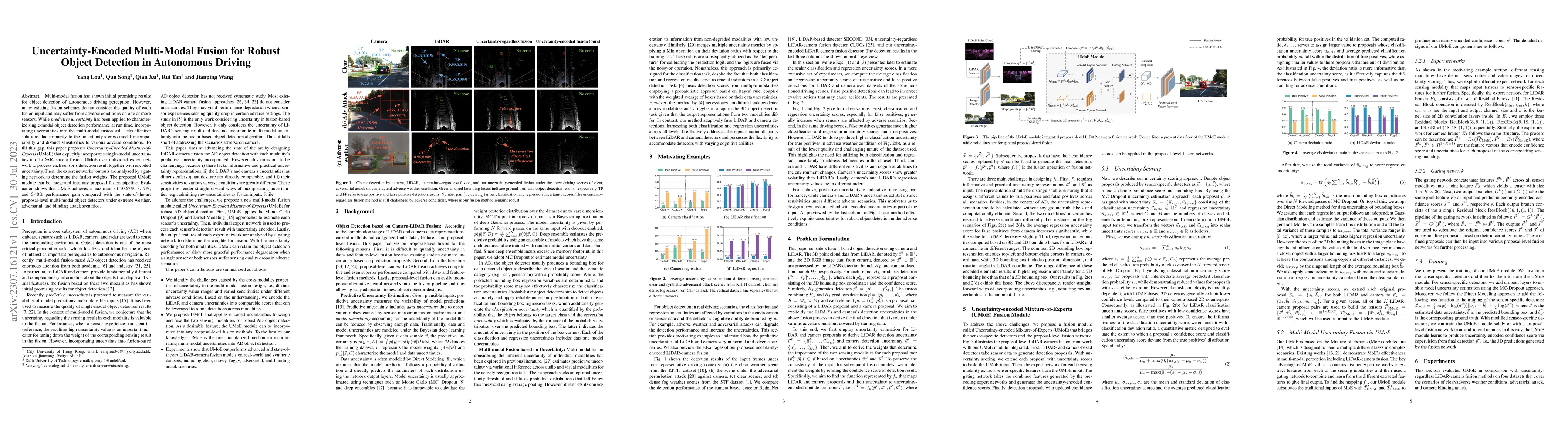 Thumbnail for Uncertainty-Encoded Multi-Modal Fusion for Robust Object Detection in
  Autonomous Driving