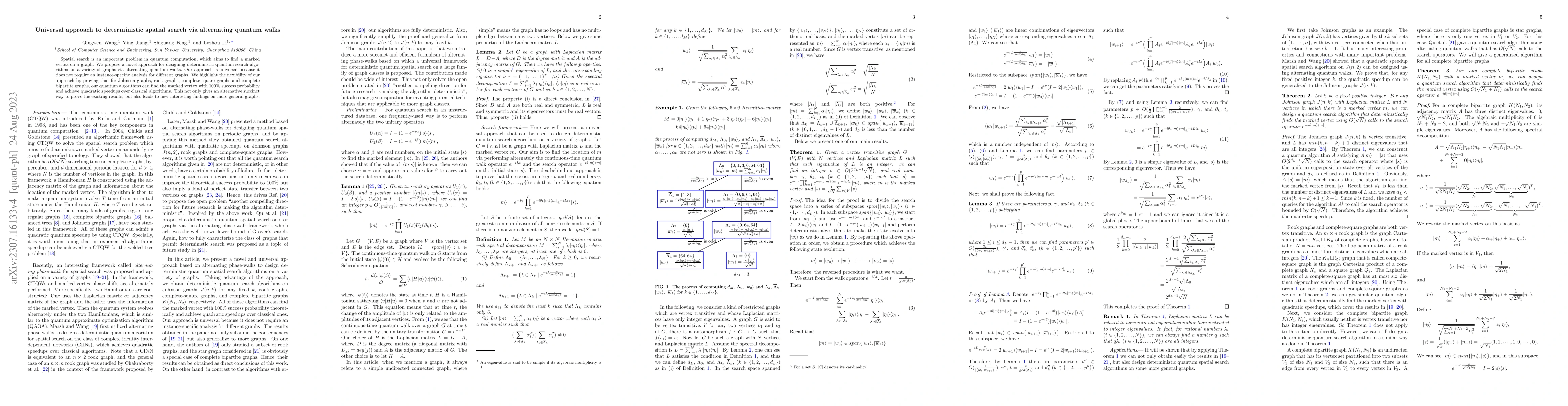 Thumbnail for Universal approach to deterministic spatial search via alternating
  quantum walks