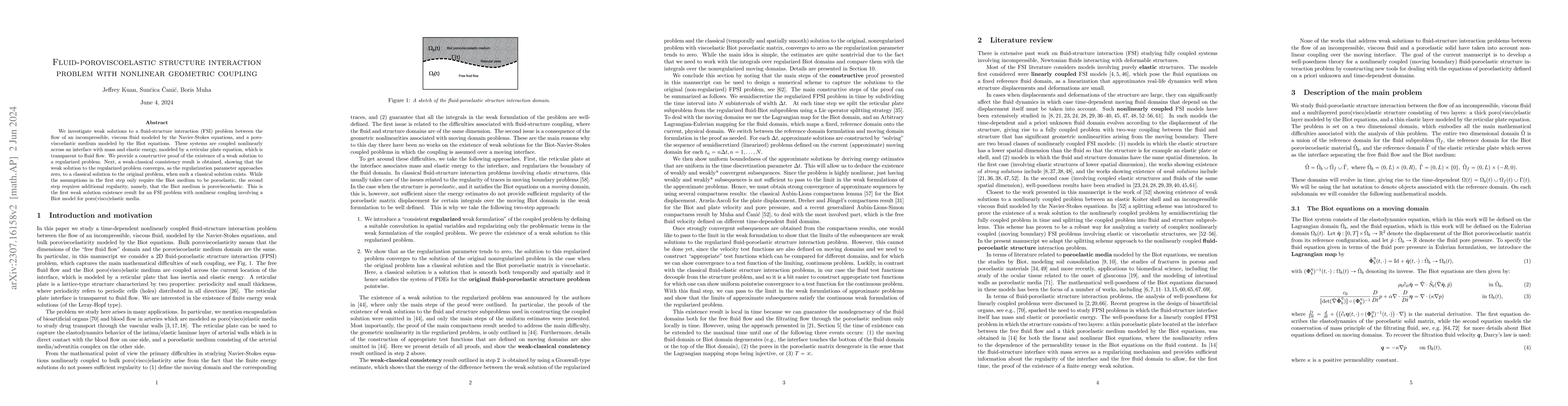 Thumbnail for Fluid-poroviscoelastic structure interaction problem with nonlinear
  geometric coupling