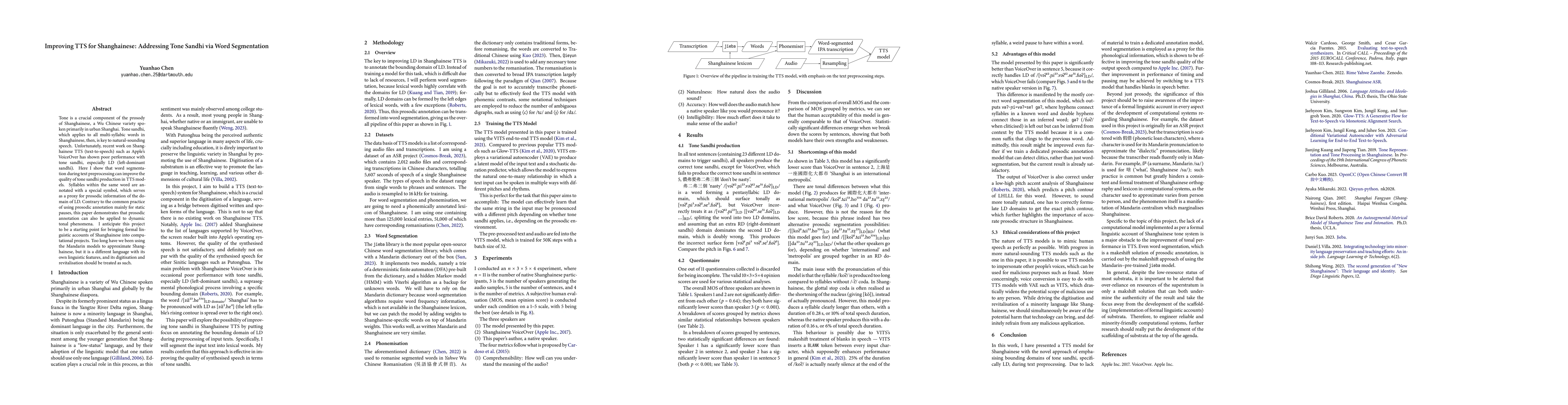 Thumbnail for Improving TTS for Shanghainese: Addressing Tone Sandhi via Word
  Segmentation