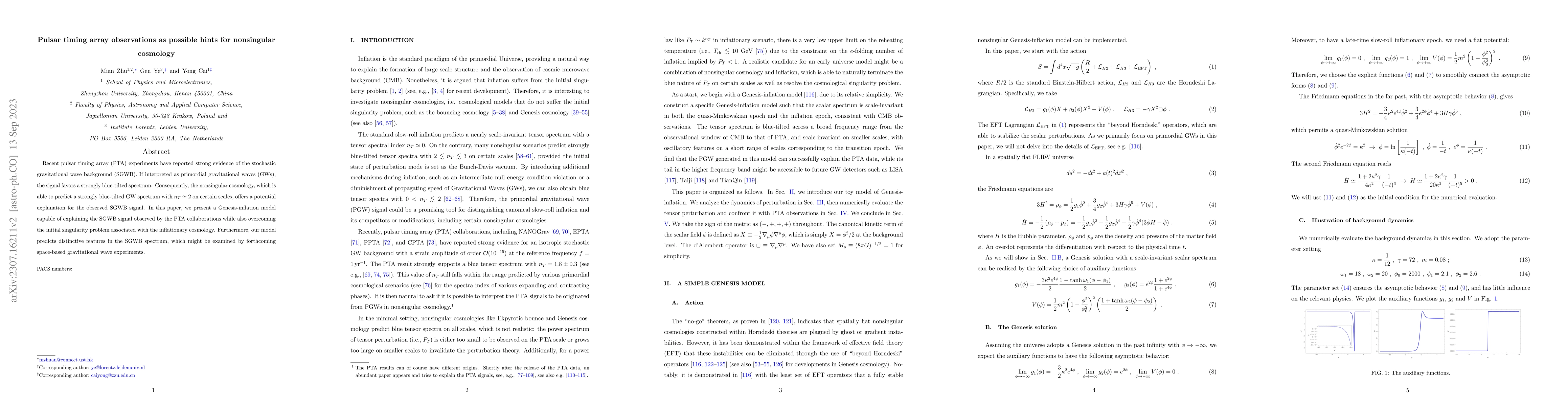 Thumbnail for Pulsar timing array observations as possible hints for nonsingular
  cosmology