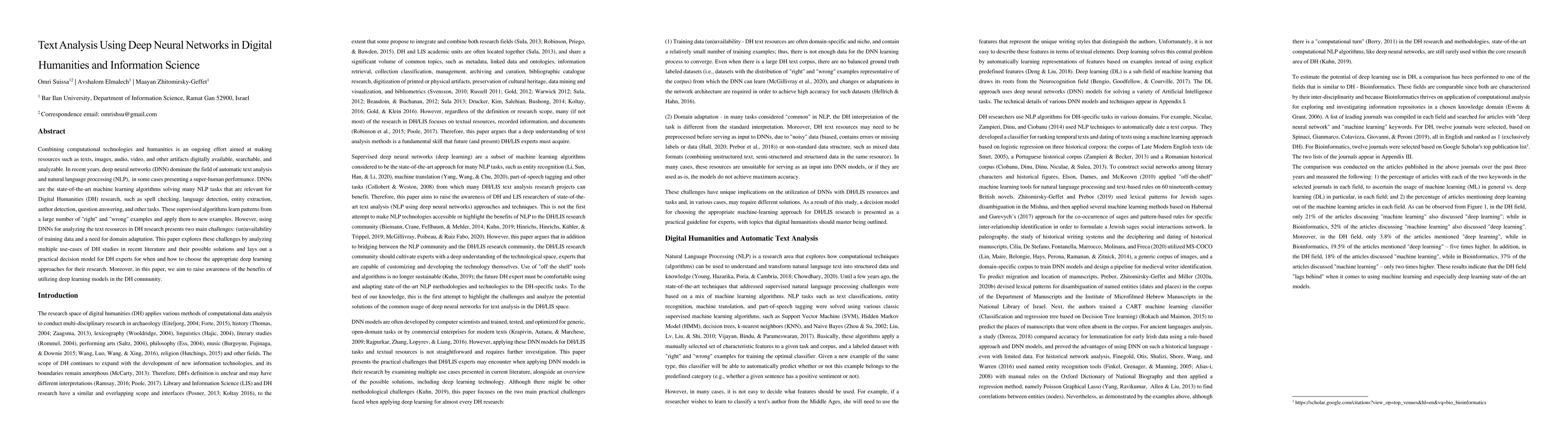Thumbnail for Text Analysis Using Deep Neural Networks in Digital Humanities and
  Information Science