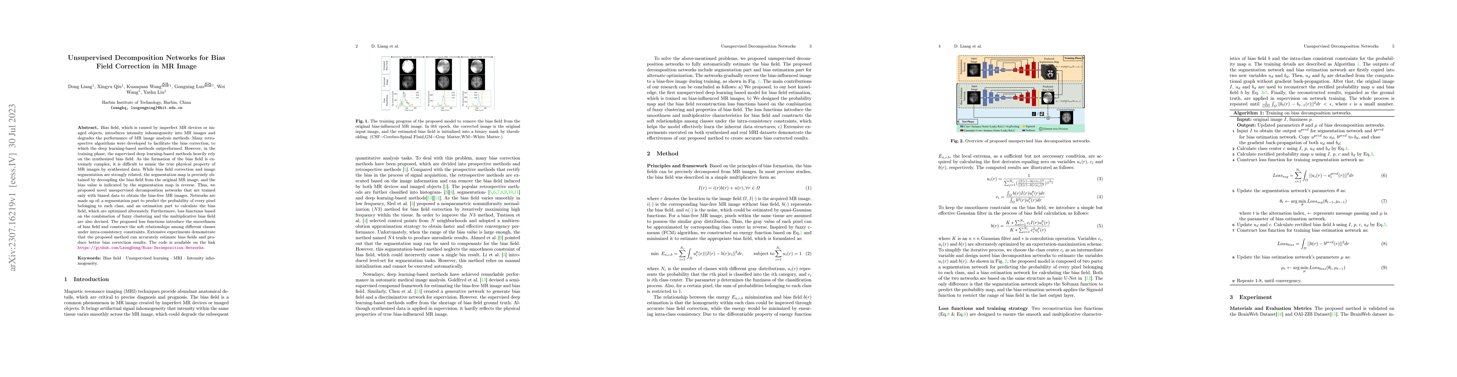 Thumbnail for Unsupervised Decomposition Networks for Bias Field Correction in MR
  Image