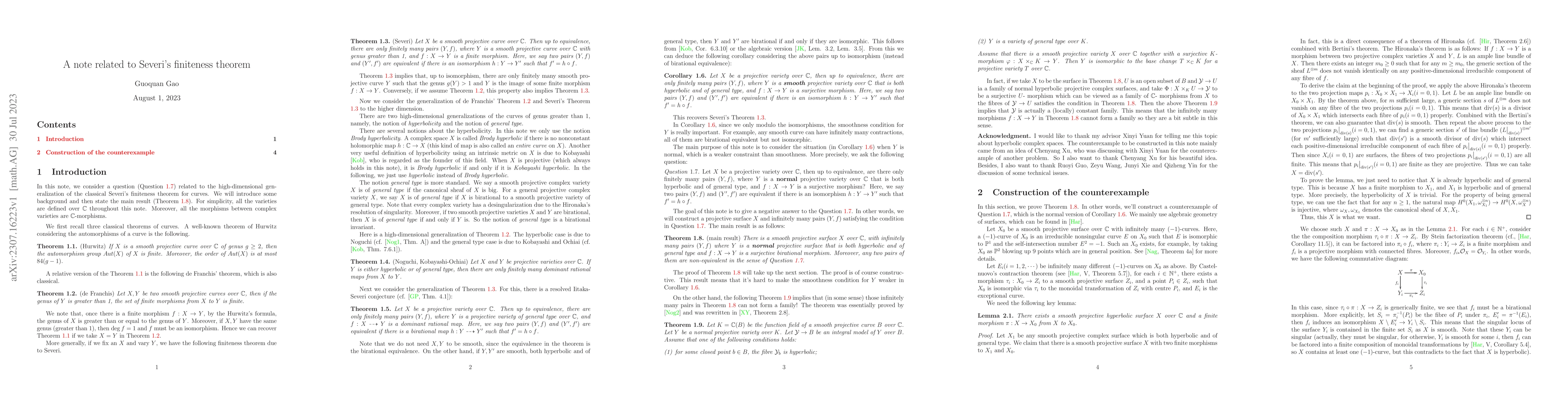 Thumbnail for A note related to Severi's finiteness theorem