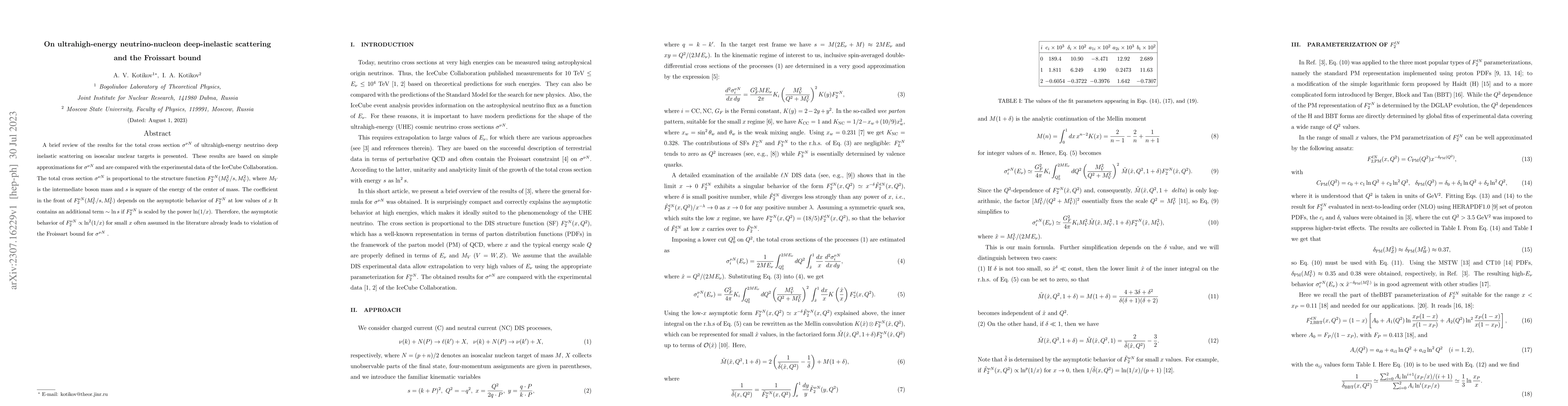 Thumbnail for On ultrahigh-energy neutrino-nucleon deep-inelastic scattering and the
  Froissart bound