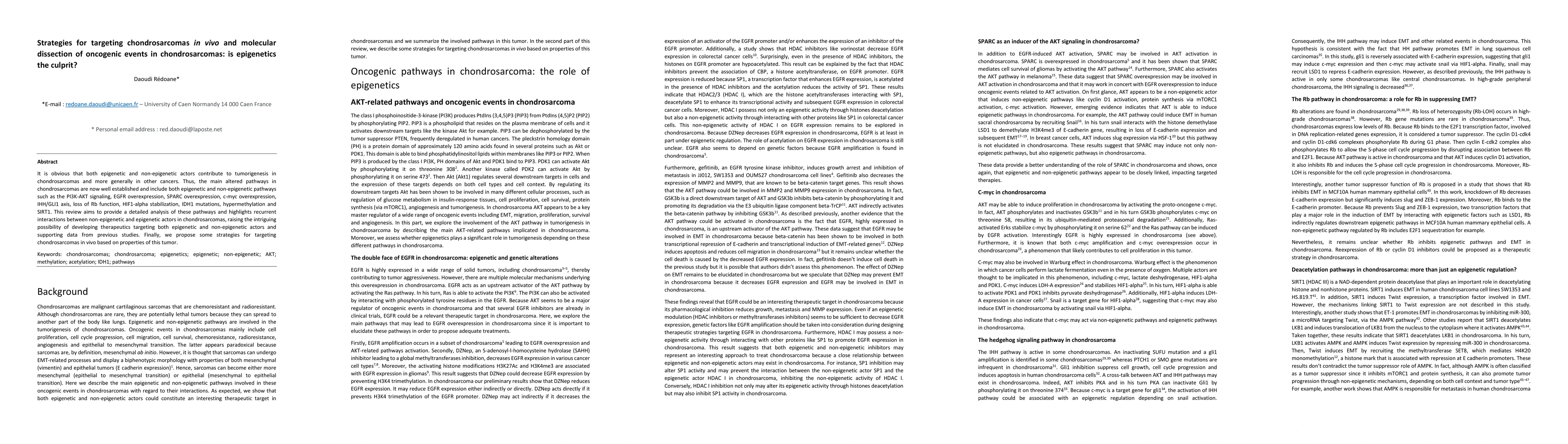 Thumbnail for Strategies for targeting chondrosarcomas in vivo and molecular
  dissection of oncogenic events in chondrosarcomas: is epigenetics the
  culprit?