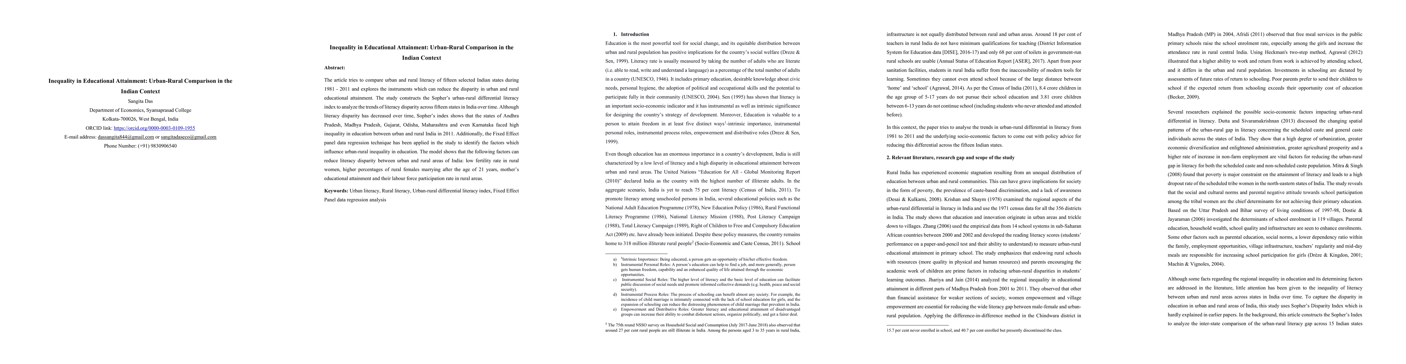 Thumbnail for Inequality in Educational Attainment: Urban-Rural Comparison in the
  Indian Context