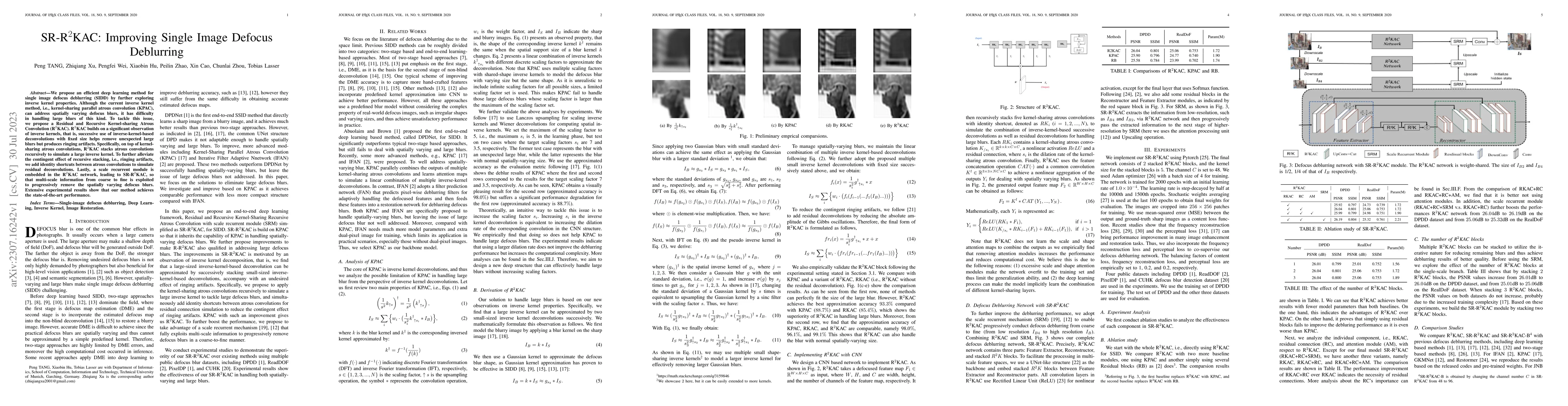 Thumbnail for SR-R$^2$KAC: Improving Single Image Defocus Deblurring