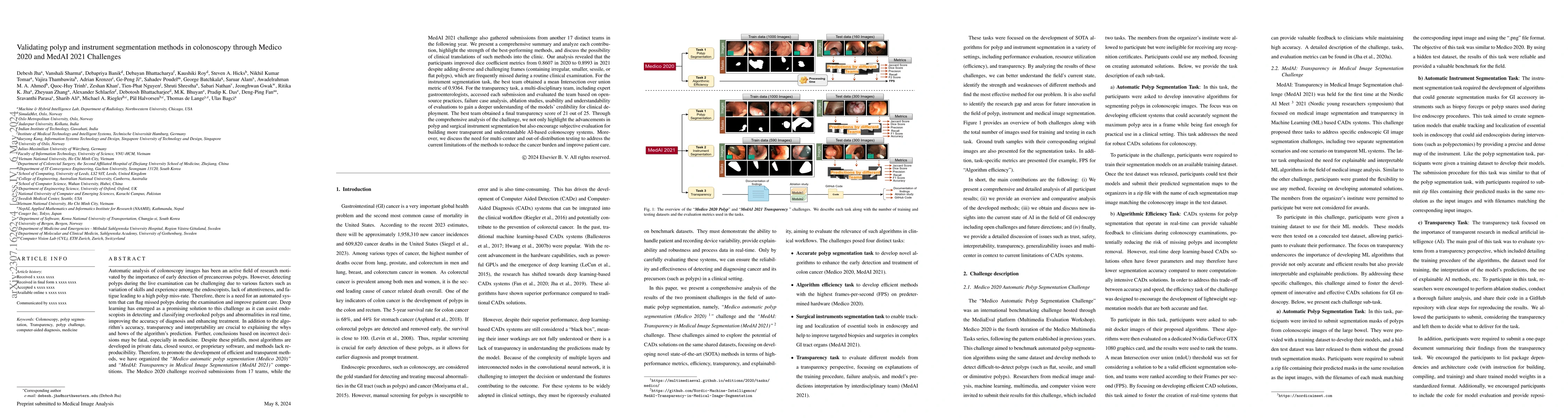 Thumbnail for Validating polyp and instrument segmentation methods in colonoscopy
  through Medico 2020 and MedAI 2021 Challenges