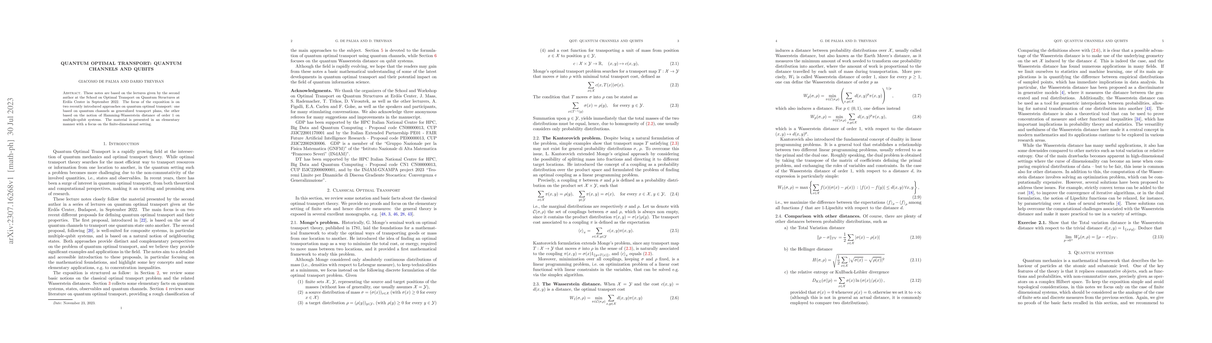 Thumbnail for Quantum Optimal Transport: Quantum Channels and Qubits