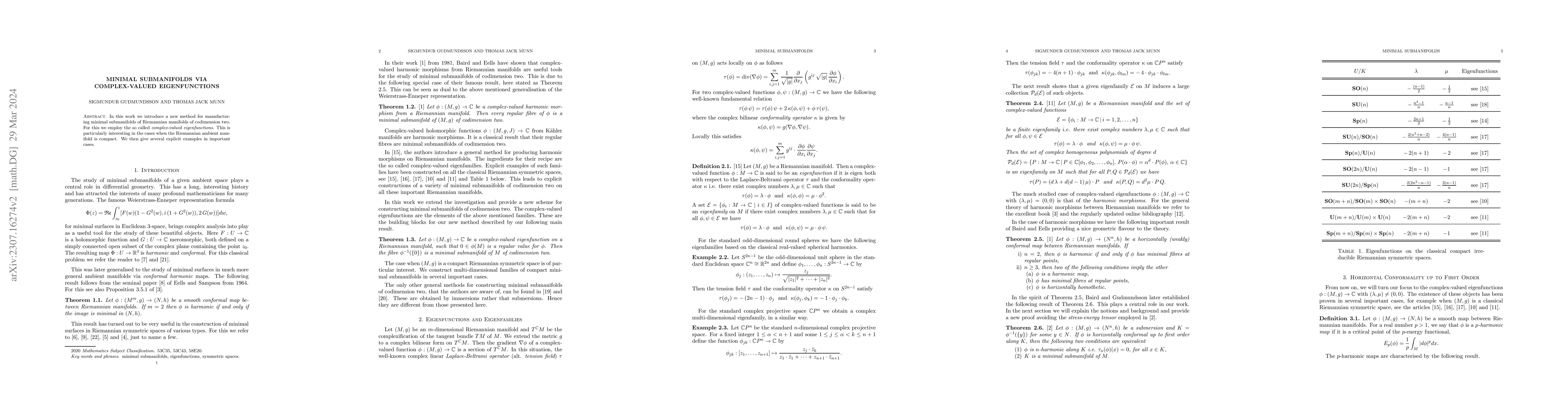 Thumbnail for Minimal Submanifolds via Complex-Valued Eigenfunctions