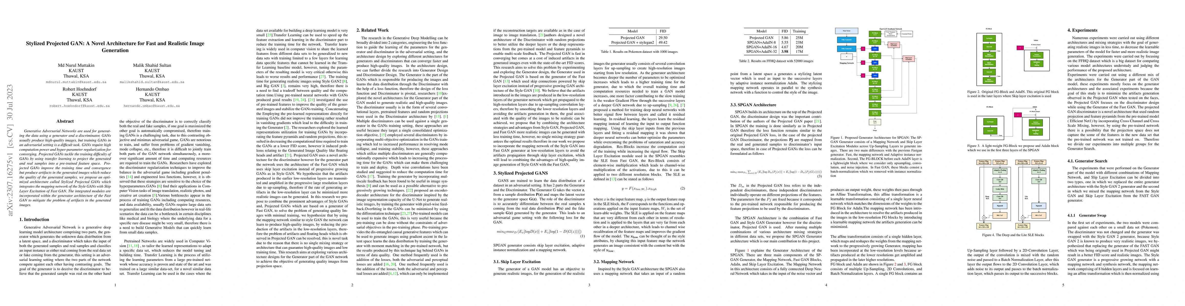Thumbnail for Stylized Projected GAN: A Novel Architecture for Fast and Realistic
  Image Generation