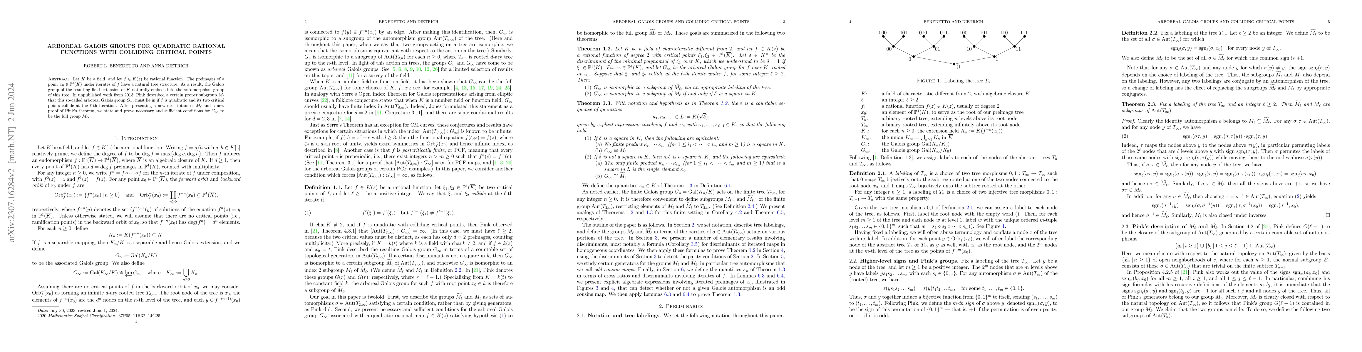 Thumbnail for Arboreal Galois groups for quadratic rational functions with colliding
  critical points