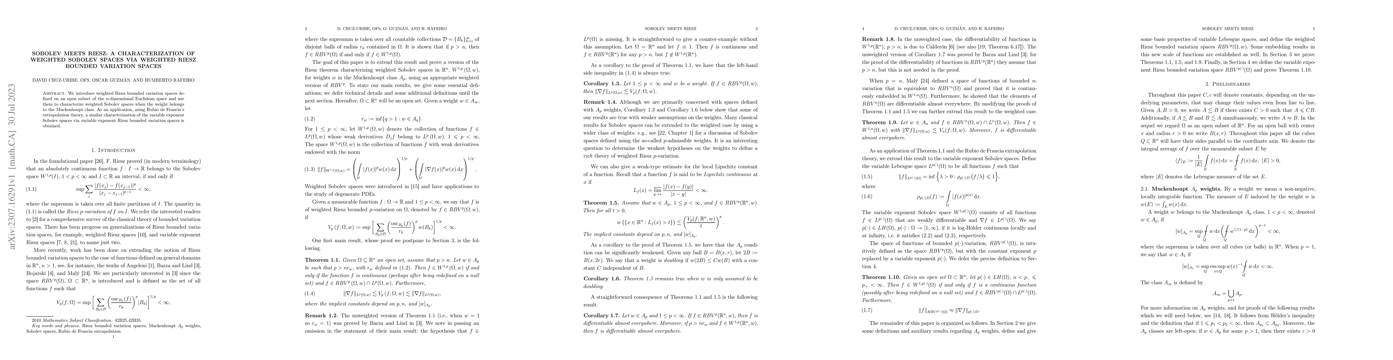 Thumbnail for Sobolev meets Riesz: a characterization of weighted Sobolev spaces via
  weighted Riesz bounded variation space